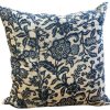 Pillows * | Well Made Home Indoor Hmong White And Indigo Floral Batik Pillow Cover Blue