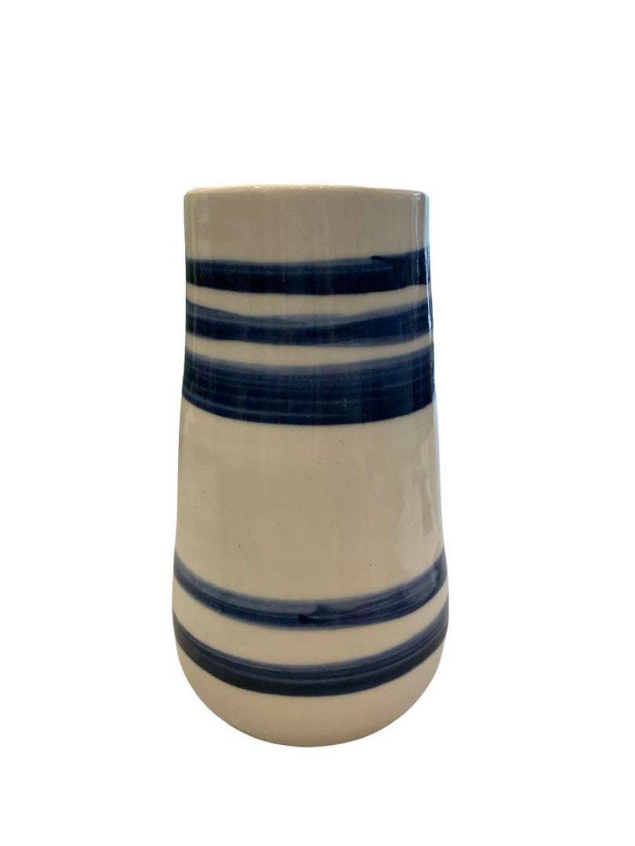 Accessories * | Kris Mcintosh Navy And White Swirl Vase 1 Accessories