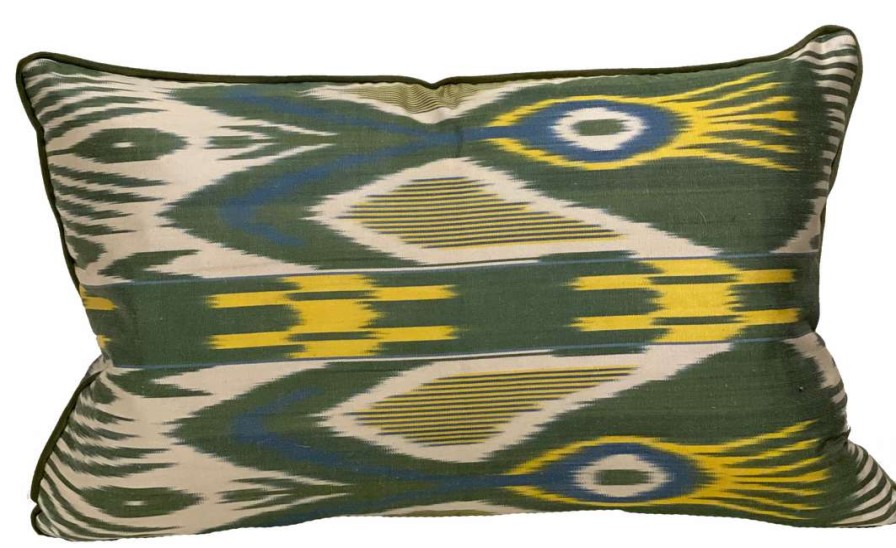 Pillows * | Kushaan Emin Silk Ikat Pillow Cover Green