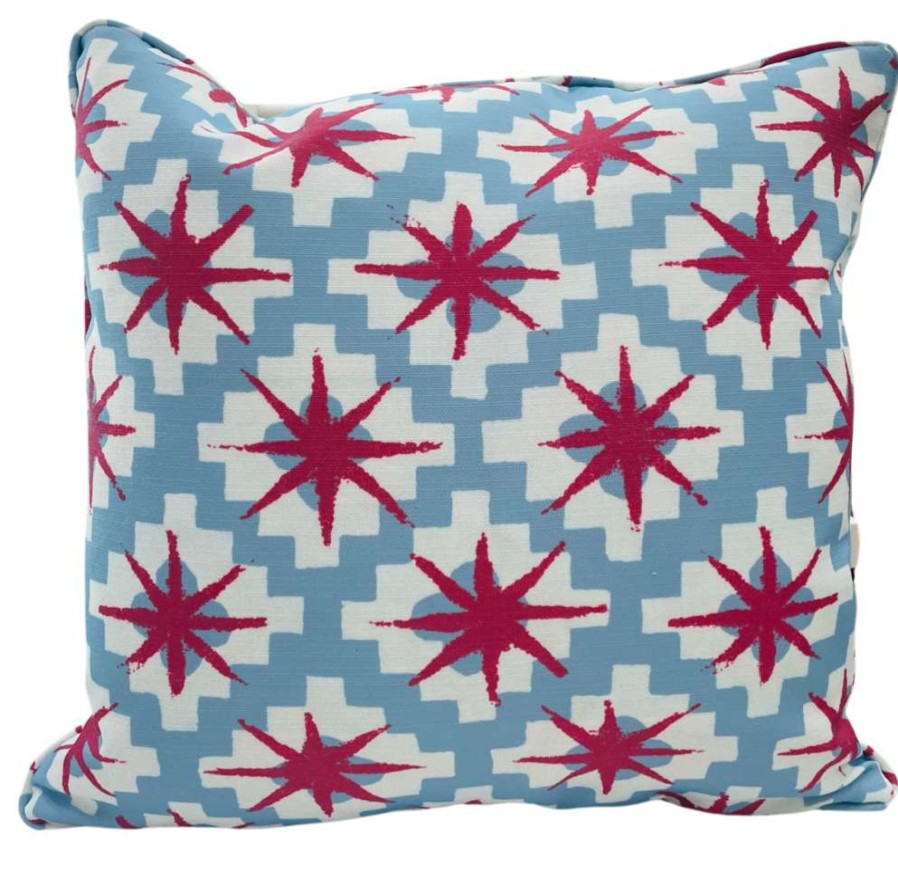 Pillows * | Peter Dunham Starburst Raspberry/Sky Outdoor Pillow Indoor Blue