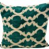 Pillows * | Md Home Tile Teal Velvet Ikat Pillow Cover Indoor Green