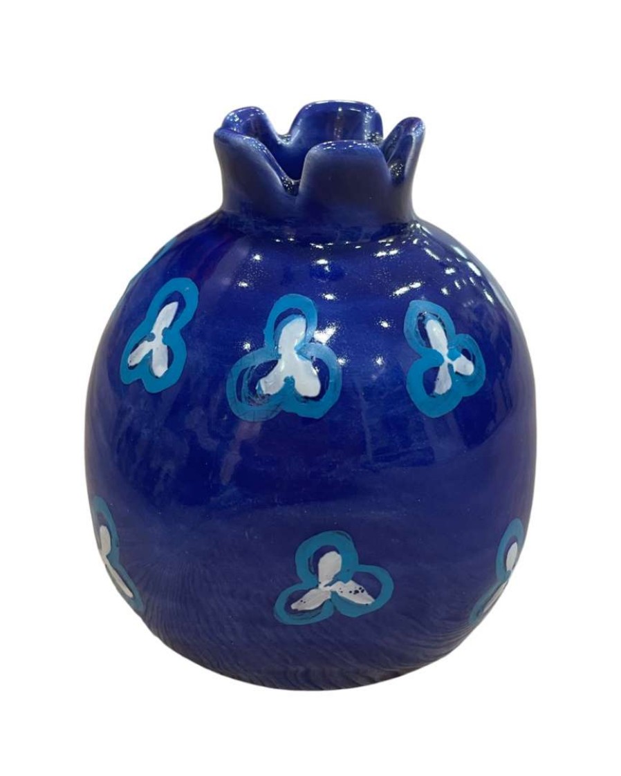 Tableware * | Malaika Linen Pomegranate Blue Vase Tableware