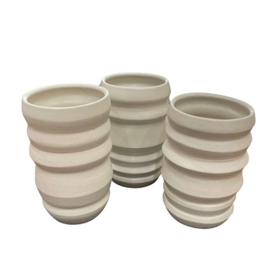 Accessories * | Kris Mcintosh Ivory Matte Ripple Vase Accessories