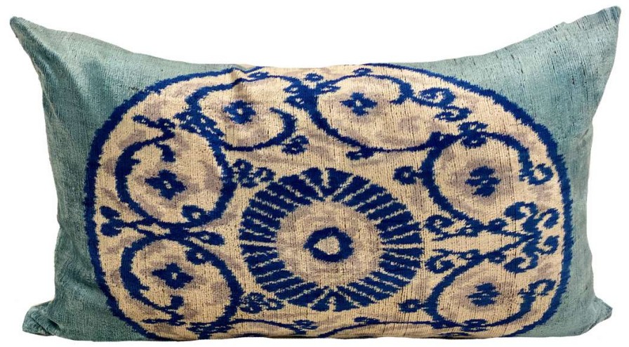 Pillows * | Md Home Indoor Medallion Velvet Ikat Pillow Cover Blue