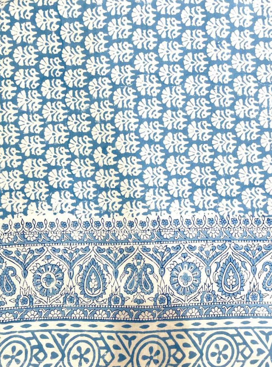 Tableware * | Well Made Home Tableware Blue Marigold Block Print Tablecloth