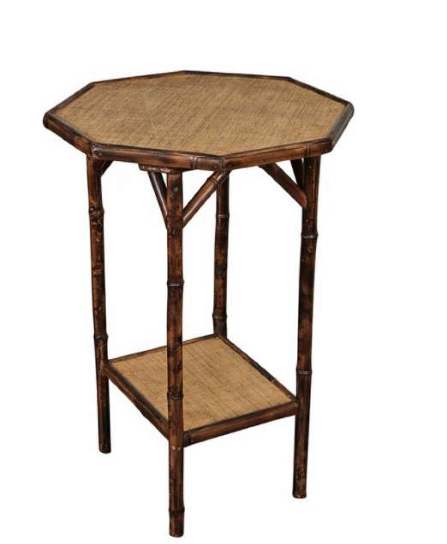 Furniture * | Jefferson West Custom Octagonal Tiger Bamboo Side Table Furniture