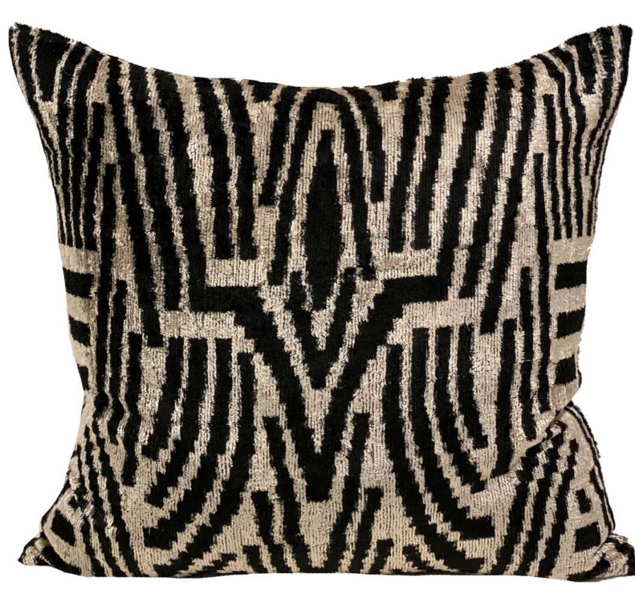 Pillows * | Md Home Zebi Velvet Ikat Pillow Cover Black