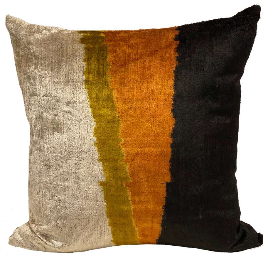 Pillows * | Md Home Lin Multi Velvet Ikat Pillow Cover Orange