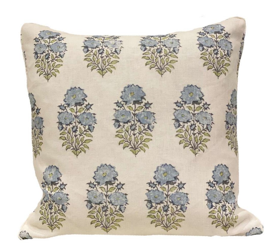 Pillows * | Lisa Fine Indoor Mughal Flower Pillow Cover Blue