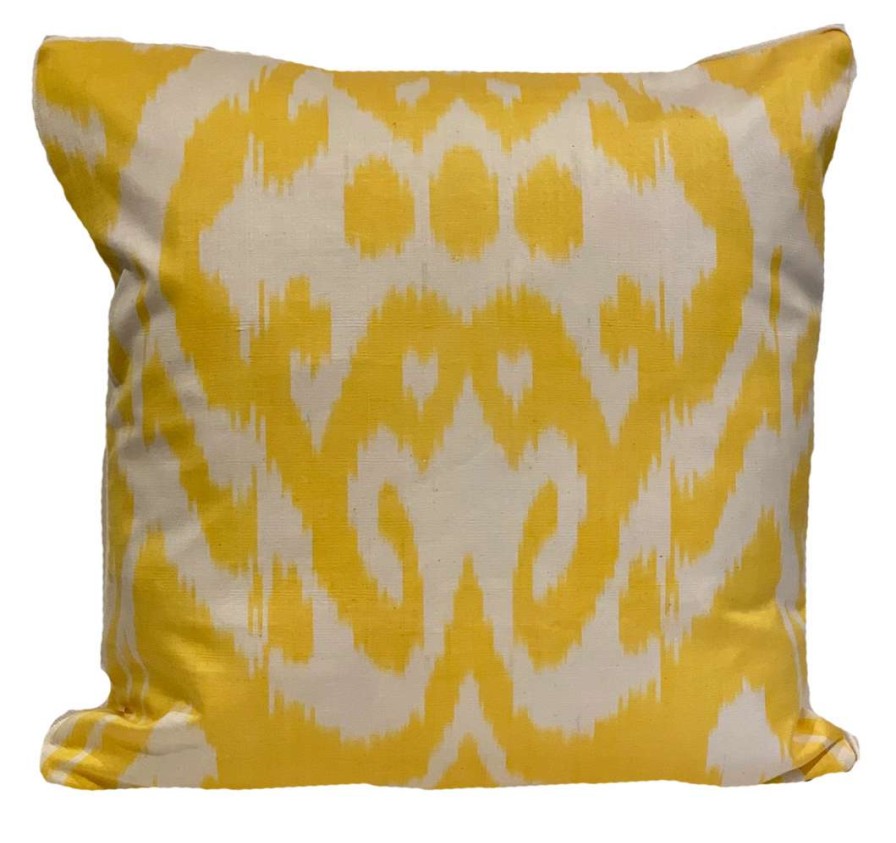 Pillows * | Kushaan Indoor Sennur Silk Ikat Pillow Cover Yellow