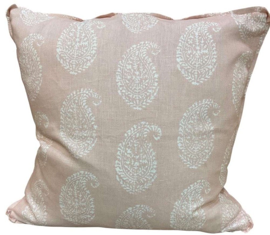 Pillows * | Peter Dunham Kashmir Paisley /White Pillow Cover Pink