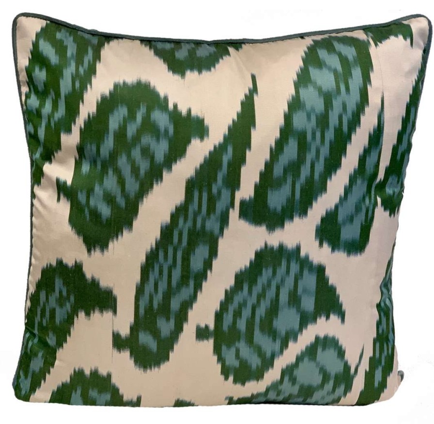 Pillows * | Kushaan Indoor Gaye Silk Ikat Pillow Cover Green