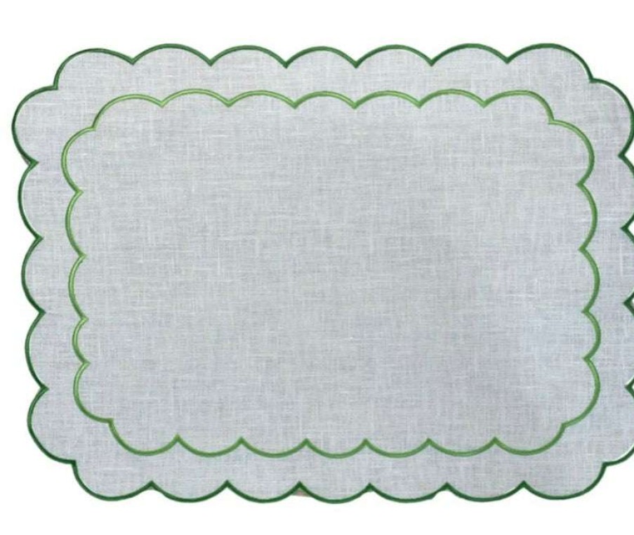 Tableware * | Well Made Home Table Linens Green Scallop Placemats