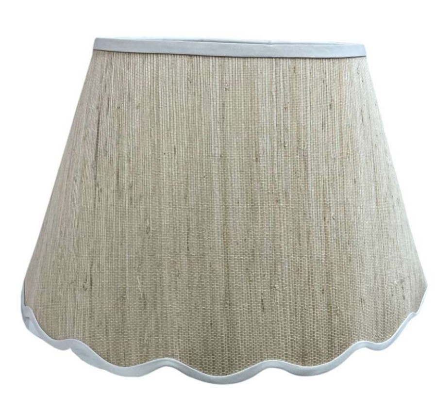 Lighting * | Well Made Home Scallop Raffia Contrast Trim Fresco Natural Lamp Shades