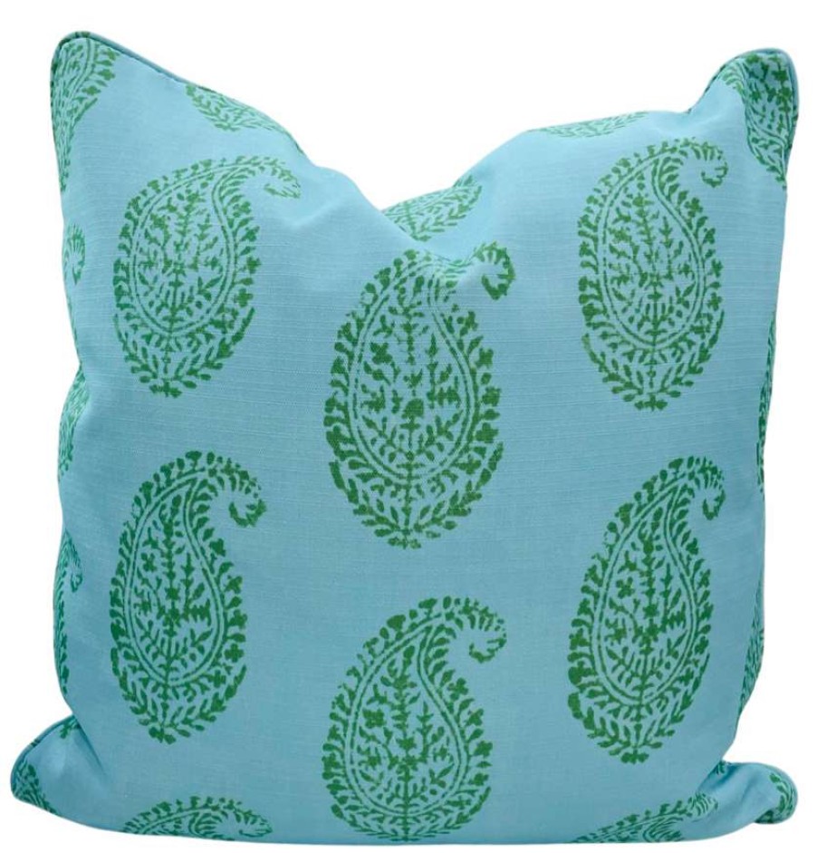 Pillows * | Peter Dunham Indoor Kashmir Paisley /Green Outdoor Pillow Blue