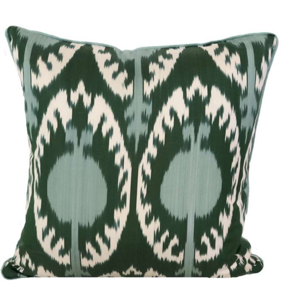 Pillows * | Kushaan Indoor Hande Silk Ikat Pillow Cover Green