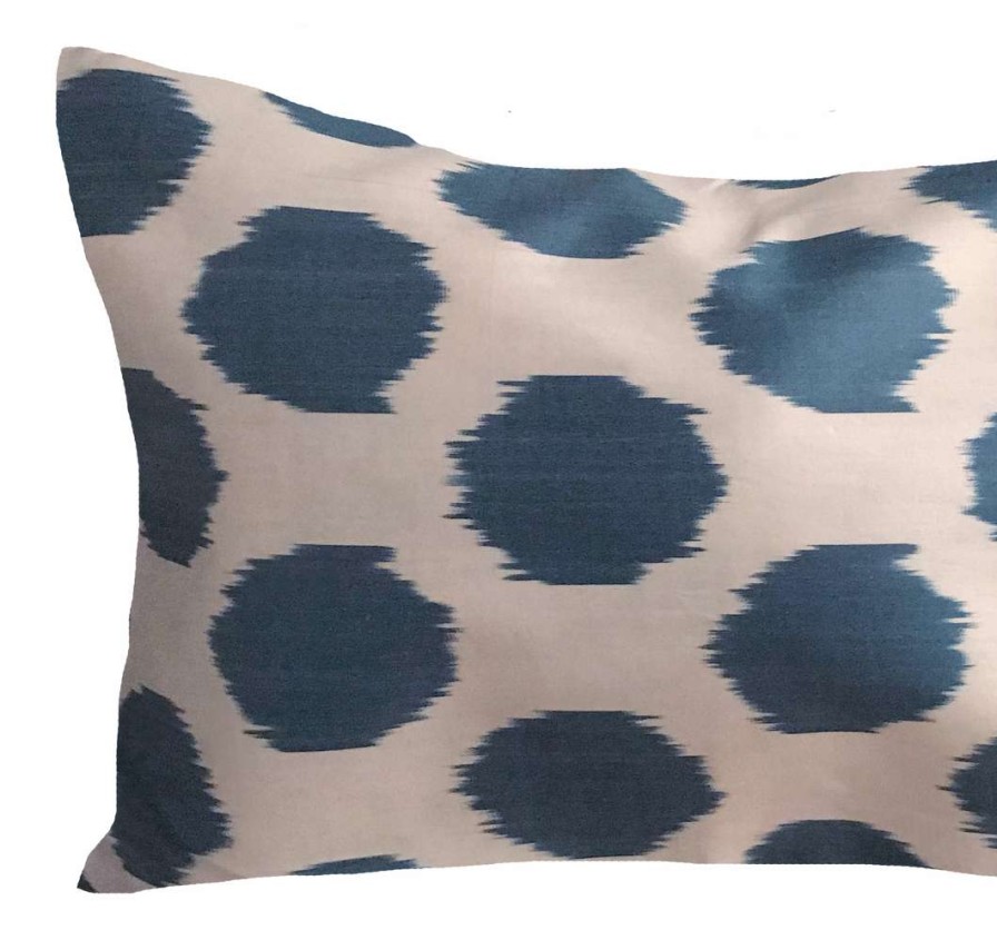 Pillows * | Md Home Indoor Dot Silk Ikat Cover Blue