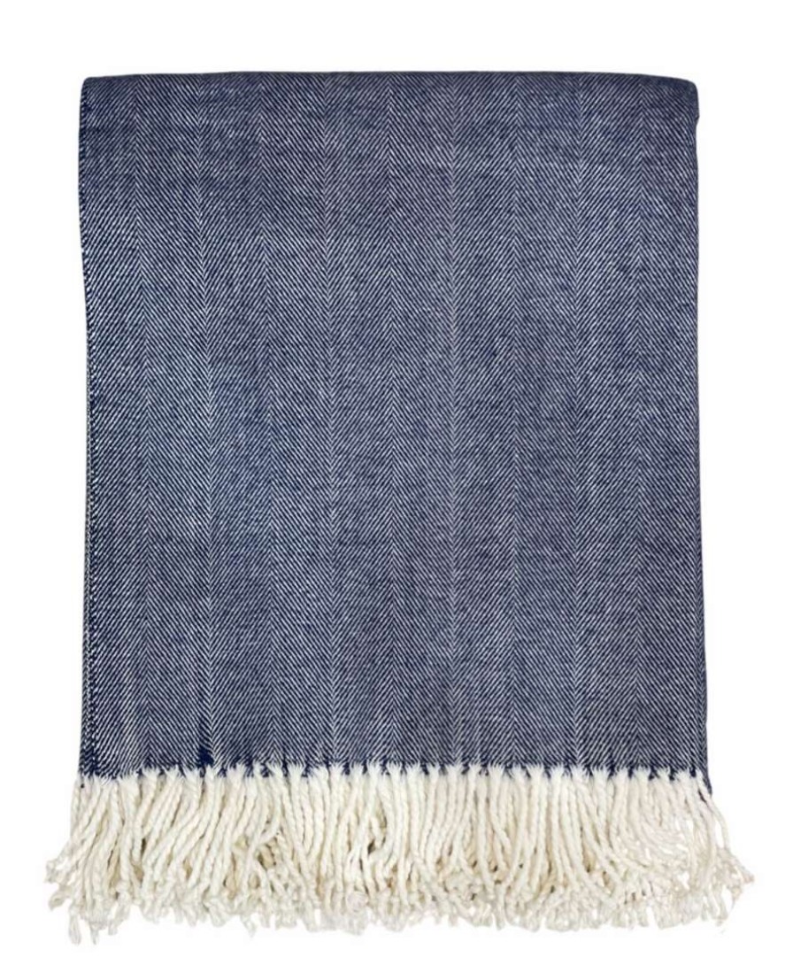 Accessories * | Alashan Adirondack Herringbone Harbor Blue Throw Throws