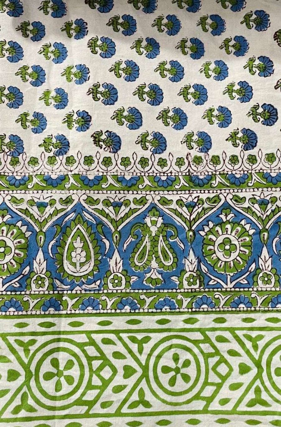 Tableware * | Well Made Home Tableware Blue And Green Booti Block Print Tablecloth