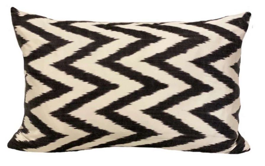 Pillows * | Md Home Zig Zag Silk Ikat Pillow Cover Indoor Black