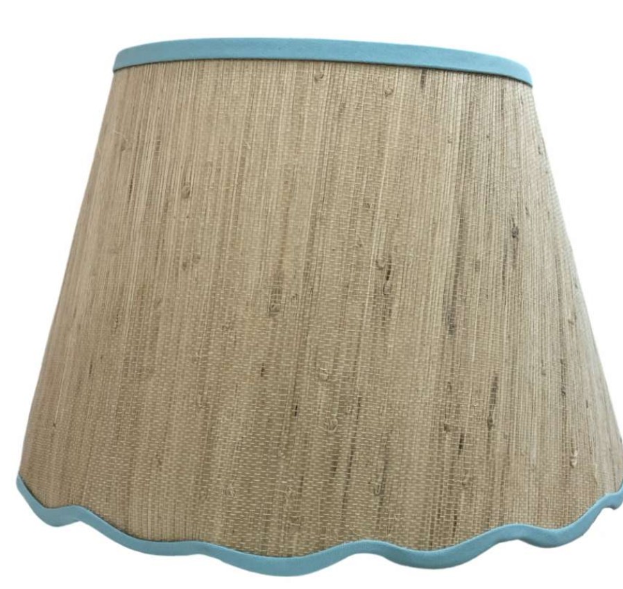 Lighting * | Well Made Home Scallop Raffia Contrast Trim Fresco Carribean Lamp Shades