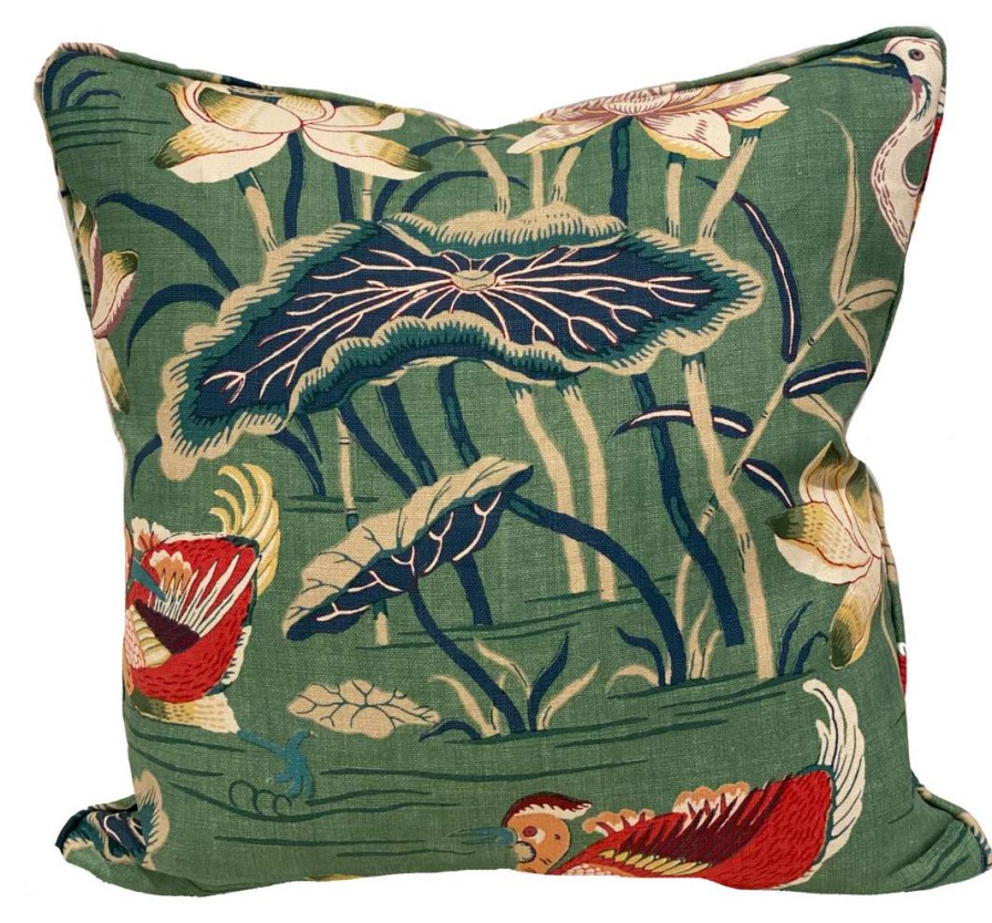 Pillows * | Well Made Home Lotus Garden Jade Pillow Green