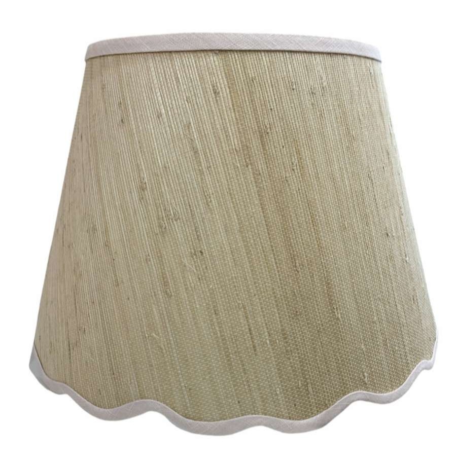 Lighting * | Well Made Home Lamp Shades Scallop Raffia Contrast Trim Linen Pink