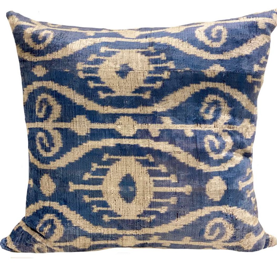 Pillows * | Md Home Payas Velvet Ikat Pillow Cover Blue