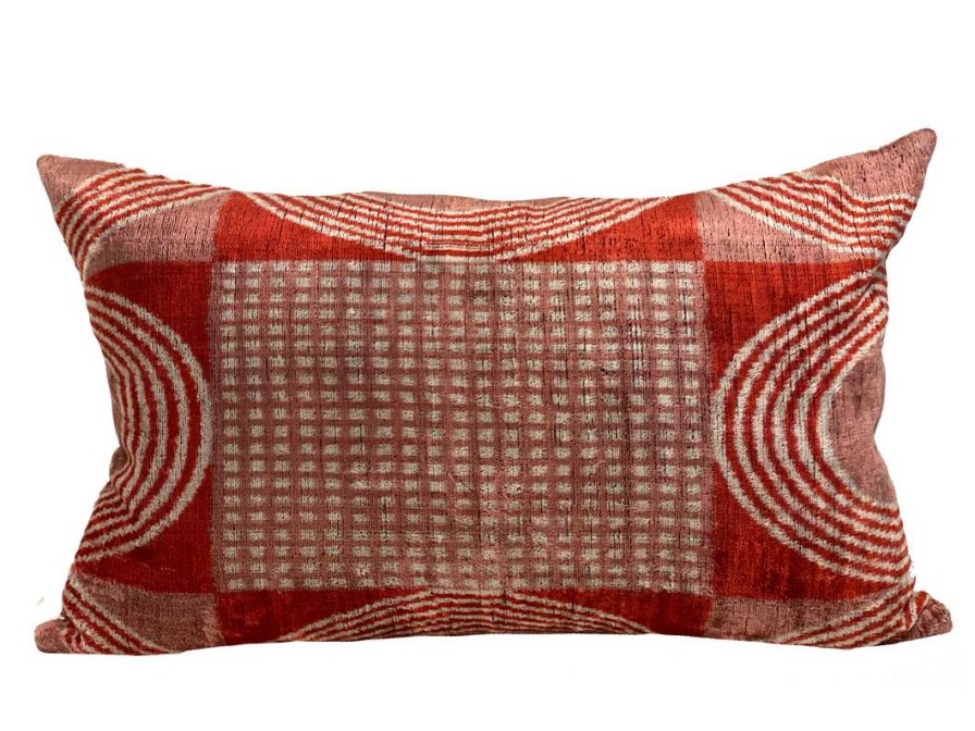 Pillows * | Md Home Indoor Lea Velvet Ikat Pillow Cover Red