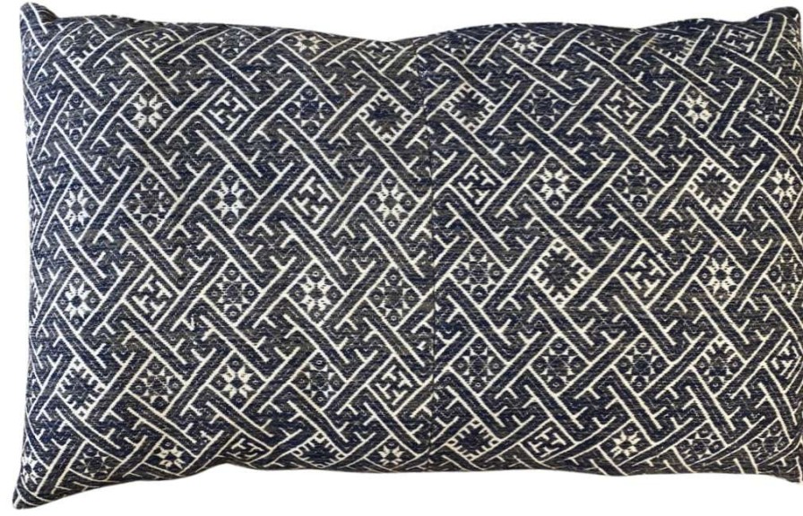 Pillows * | Zerbo Indoor Wedding Hmong Charcoal Lumbar Blue