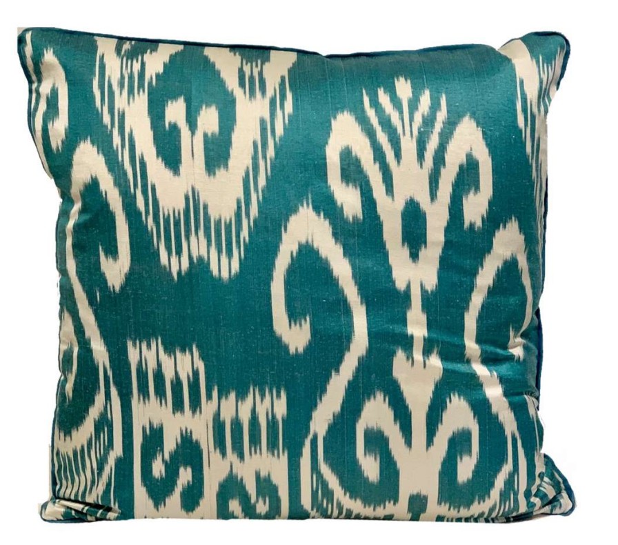 Pillows * | Kushaan Berna Silk Ikat Pillow Cover Blue