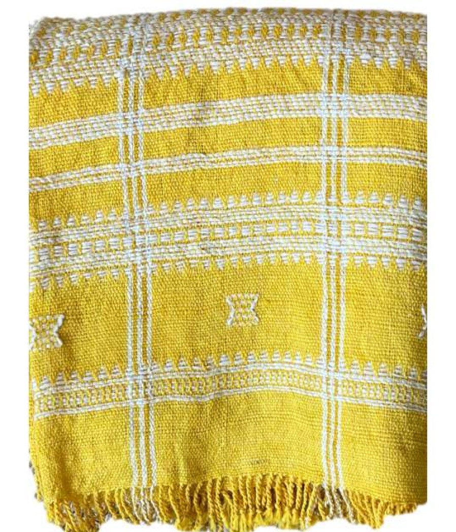 Accessories * | Well Made Home Indian Wool Yellow Medium Blanket Throws