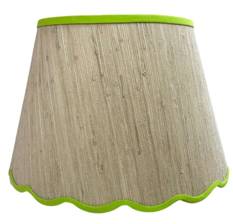 Lighting * | Well Made Home Scallop Raffia Contrast Trim Fresco Lime Green Lamp Shades