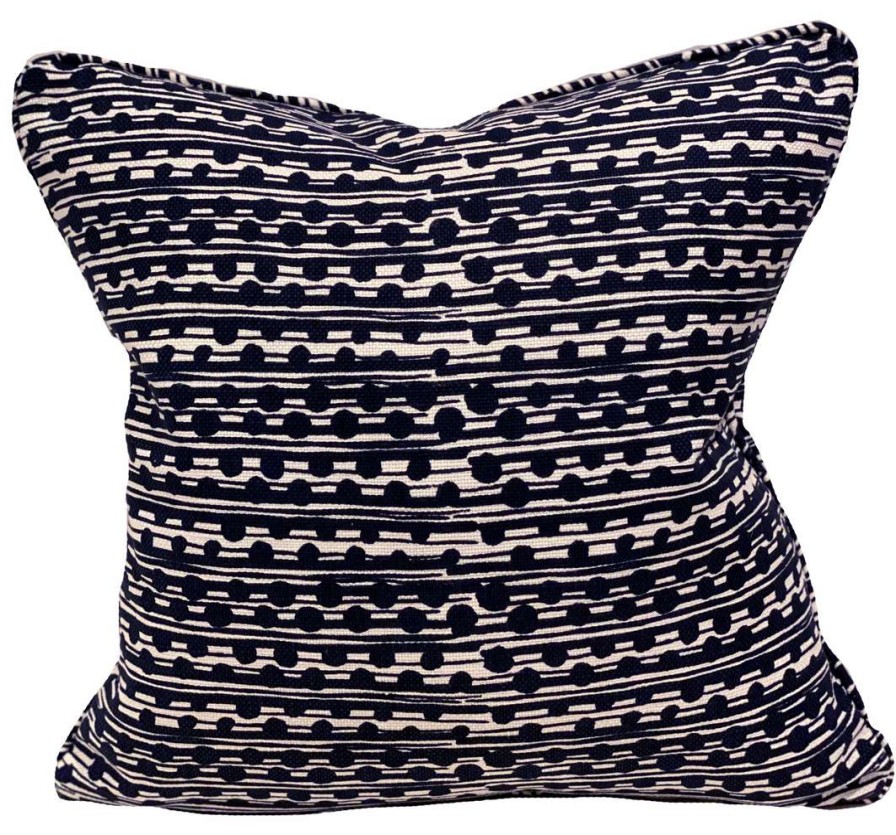 Pillows * | Caroline Cecil Indoor Gamal Navy Pillow Blue