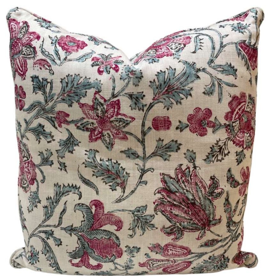 Pillows * | Well Made Home Zahra Madder Teal/ Flat Flange Pillow Cover Red