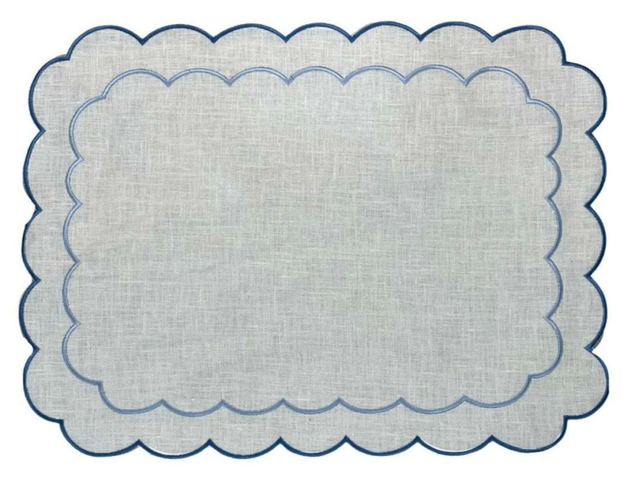 Tableware * | Well Made Home Table Linens Blue Scallop Placemats