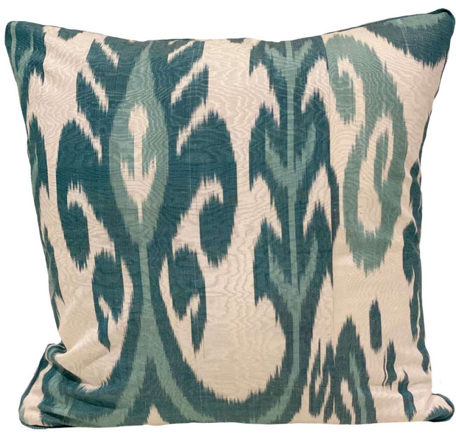 Pillows * | Kushaan Su Aqua Silk Ikat Pillow Cover Indoor Green