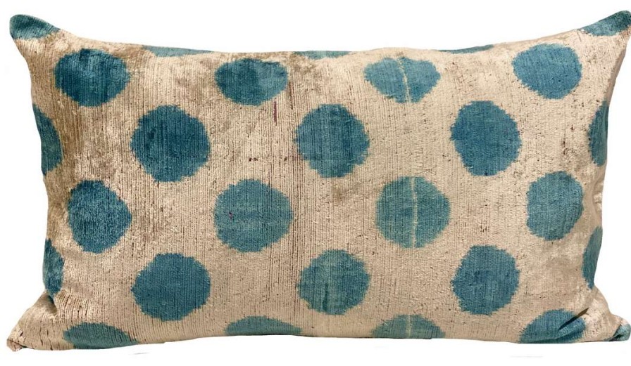 Pillows * | Md Home Indoor Light Dot Velvet Ikat Pillow Cover Blue