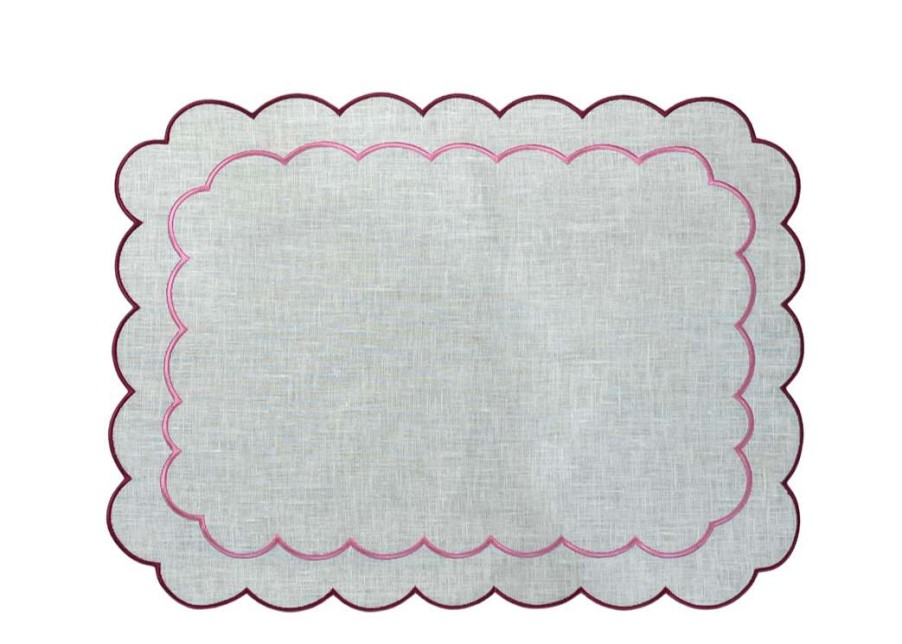 Tableware * | Well Made Home Tableware Pink Scallop Linen Napkins