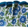 Tableware * | Well Made Home Tableware Blue And Green Flower Block Print Napkins (Set Of 4)