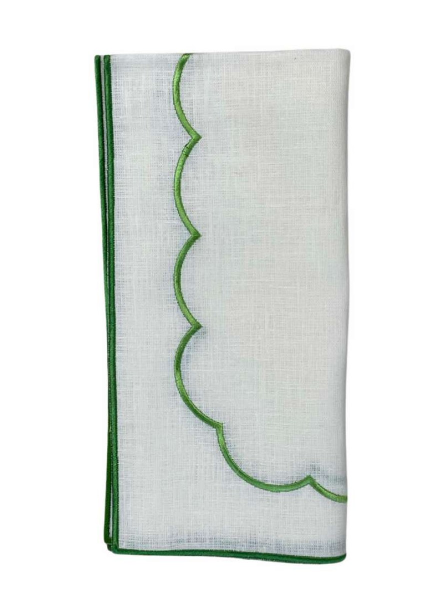 Tableware * | Well Made Home Green Scallop And Line Napkins