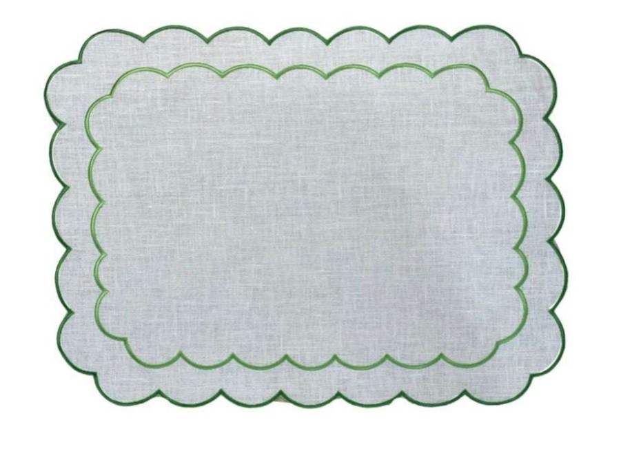 Tableware * | Well Made Home Green Scallop And Line Napkins