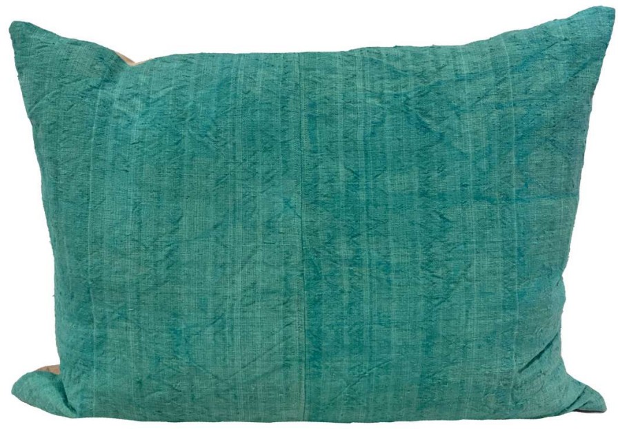 Pillows * | Well Made Home Indoor Vintage Linen Aqua Lumbar Cover Only Green